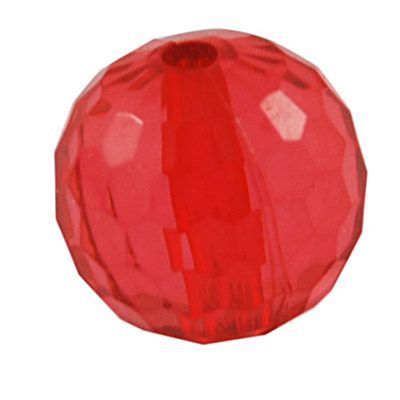 Round Faceted Red 10mm - 50 pc