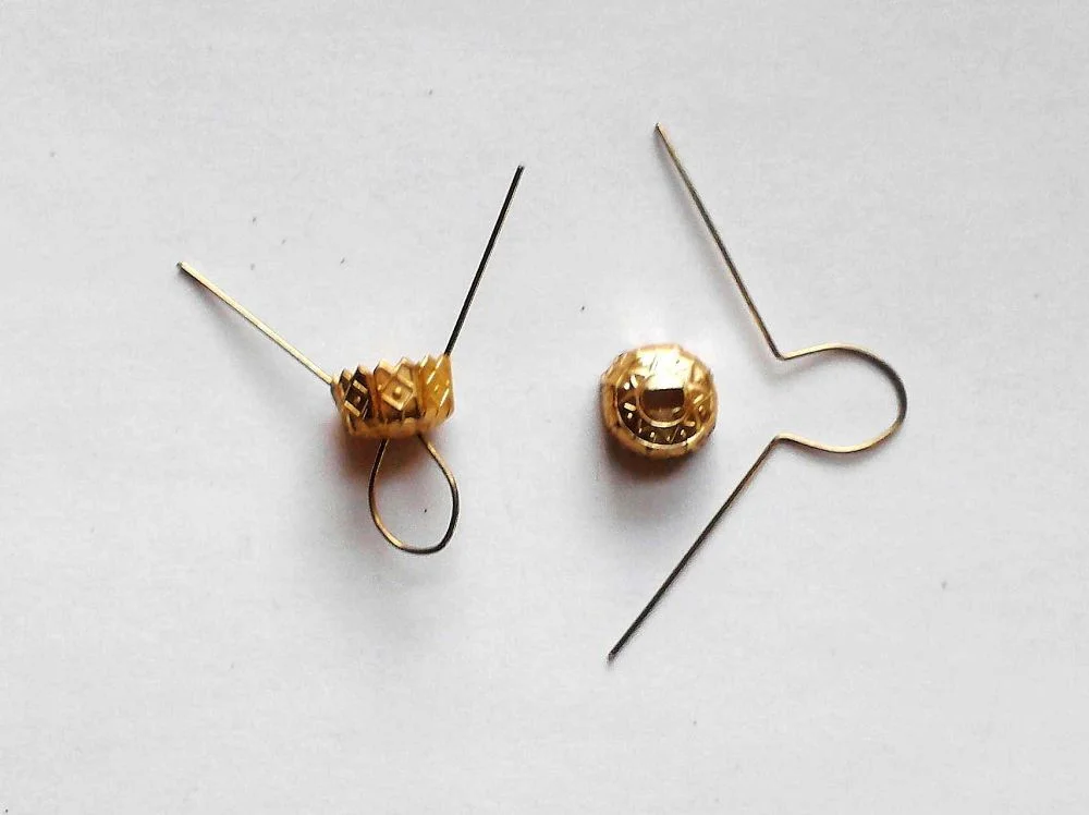 10 Large Gold Tone Metal Ornament Caps - Egg Top Findings, End Caps