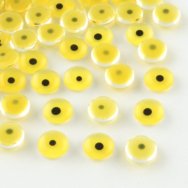 Glass Eye Flat Round Cabochon - Yellow