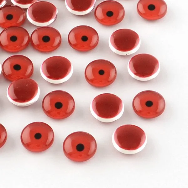 Glass Eyes Flat Round Cabochon red