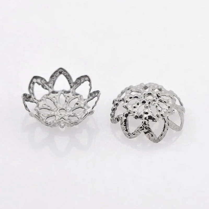 Ornament Cap 6 different sizes - 4 each size, 6.5 mm, 8.5 mm,11.5 mm 13.5  mm, 15 mm, 19.5 - 2 Gold - 2 Silver - 24 Pieces